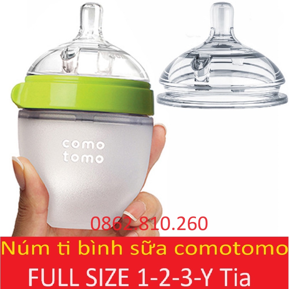 Núm ti thay thế bình sữa como tomo comotomo chất liệu silicon cao cấp (1-2-3 tia Y-CUT) [hàng mới về]