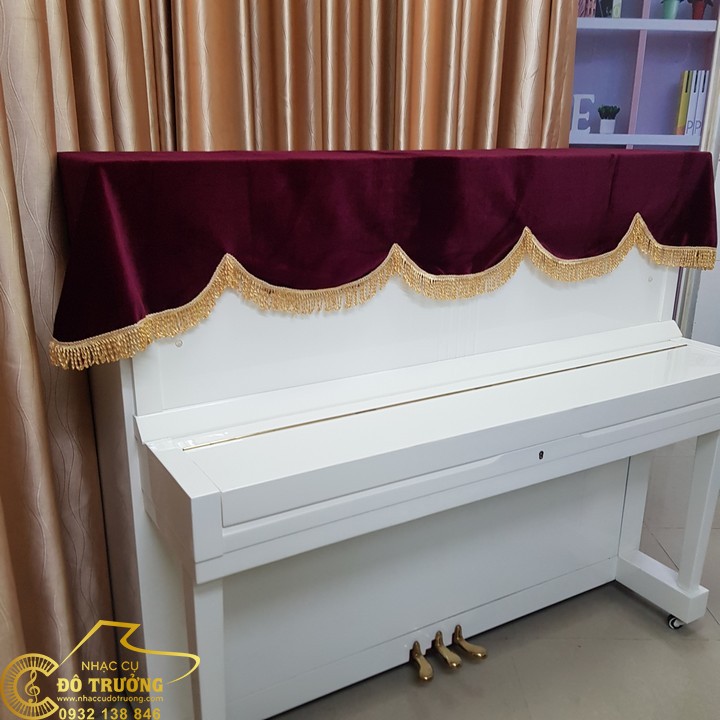 Khăn Phủ Đàn Piano nhung đỏ cao cấp mềm mịn