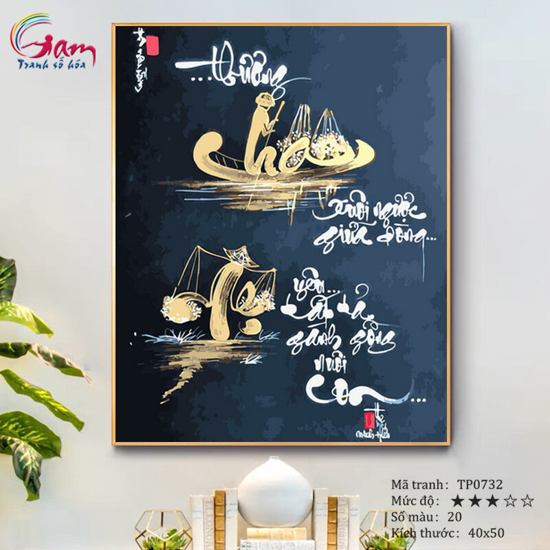 DIY Painting By Numbers Kit Vietnamese Calligraphy Painting No TP0732 For Home Wall Decor, New Hobby And Gift Picture On Canvas Acrylic paint Coloring By Number