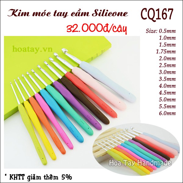 Kim móc tay cầm silicone cq167 - hoa tay handmade