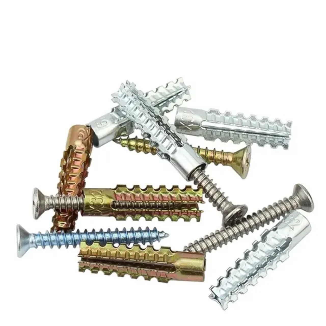 Hộp 50 bộ vít nở sắt răng cưa xi kẽm ( tắc kê nở sắt / Vít nở đóng tường )