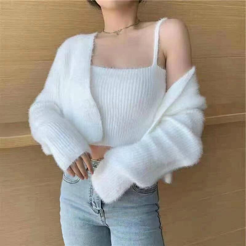 Set áo (2 dây và 1 áo cardigan ngoài cùng) chất cùng màu GS-56