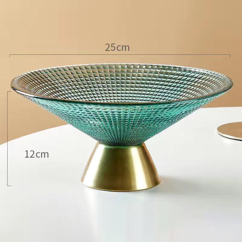 GIGA ESSENTIAL Light luxury glass fruit tray/household high temperature resistant fruit tray/ creative storage tray/ living room snack tray/Fruit tray
