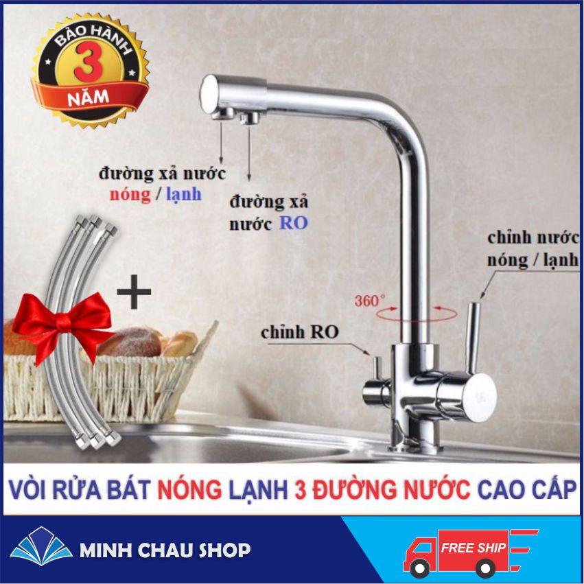 Vòi rửa bát nóng lạnh 3 đường nước