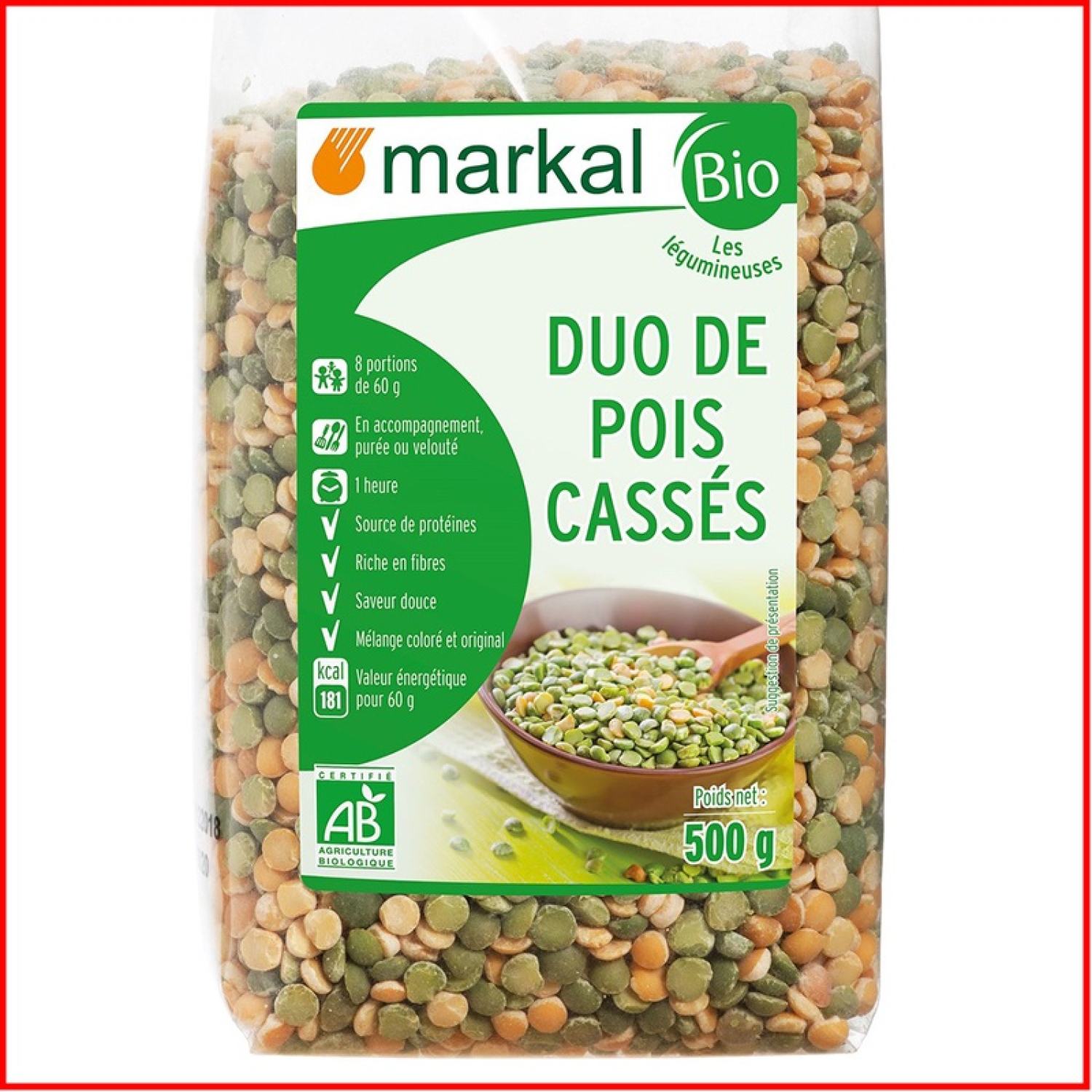 Đậu Hà Lan hữu cơ Markal (xanh & vàng) 500g