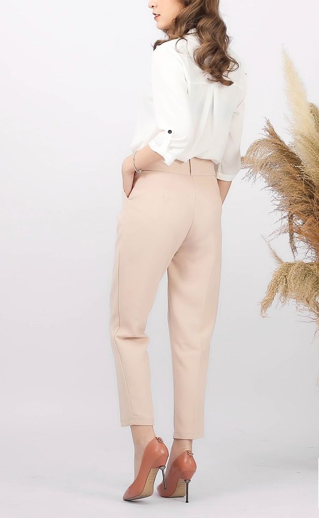Quần baggy nữ công sở cạp cao 3 khuy