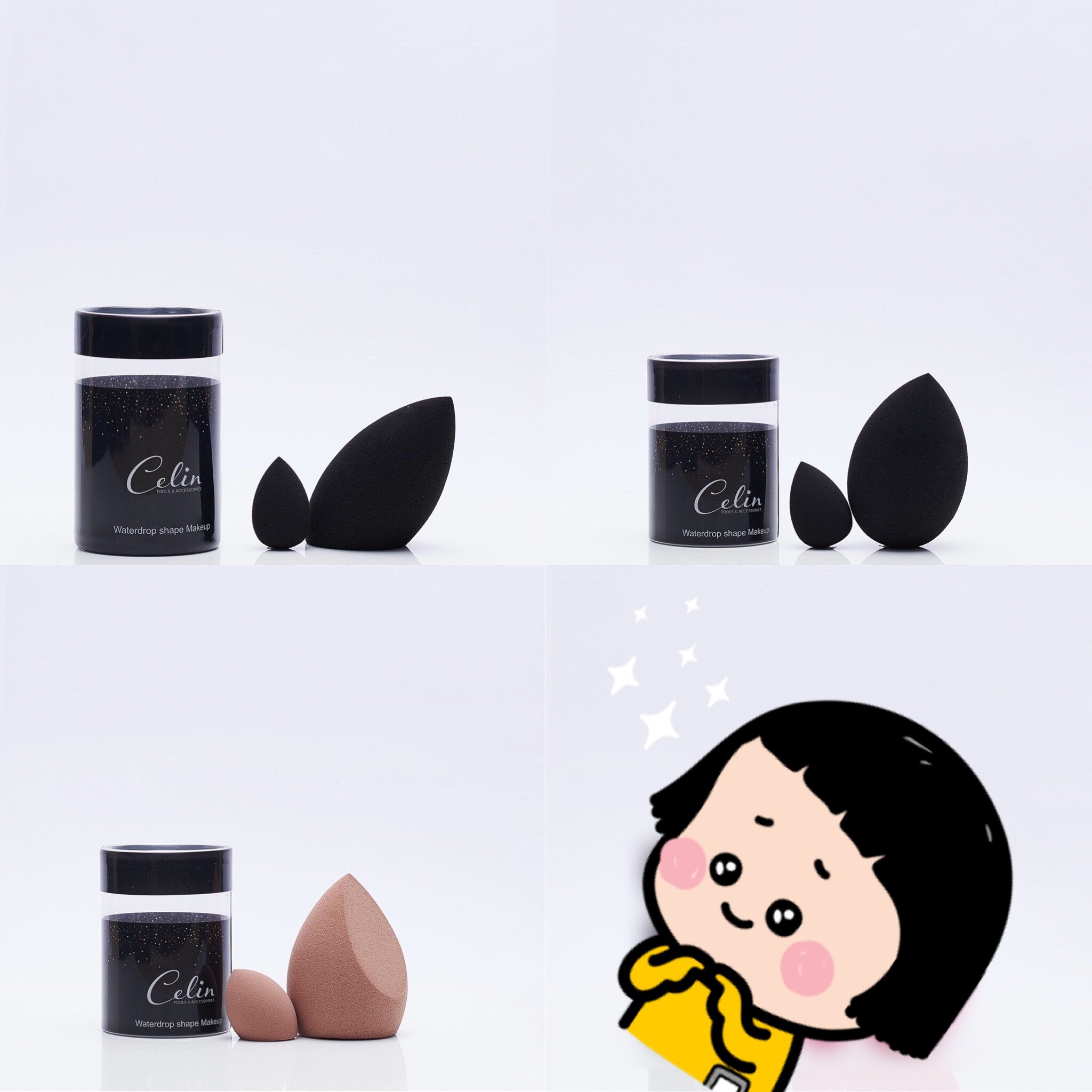 Bông Mút Tán Nền Celin 2 Chiếc Chính Hãng Gồm Màu Nâu Đen Chuyên Dùng Cho trang Điểm Siêu Mềm Đàn Hồi Cao Halomi