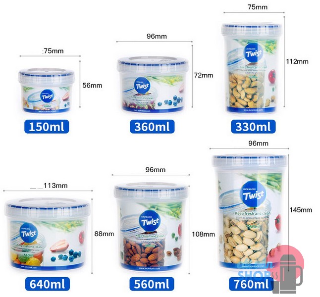 Hộp bảo quản Lock&Lock Twist 150ml-1.9L (LLS111, LLS113, LLS121, LLS122, LLS123, LLS131, LLS132, LLS133, LLS141, LLS143)
