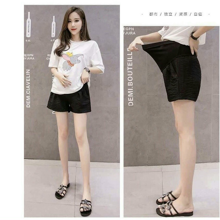 Quần Bầu Sooc Đũi Siêu Mịn Mát hàng đẹp (có đáp bụng và chun chỉnh)