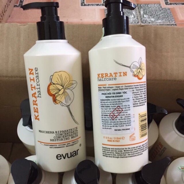 [HCM]Dầu gội xả cao cấp cực mềm mượt tóc Keratin Evuar 758mlx2