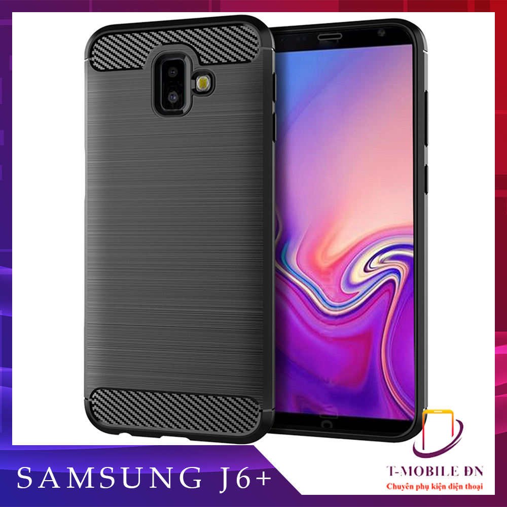 Ốp lưng Samsung J6 Plus ốp silicone mềm Carbone phay xước chống sốc chống vân tay