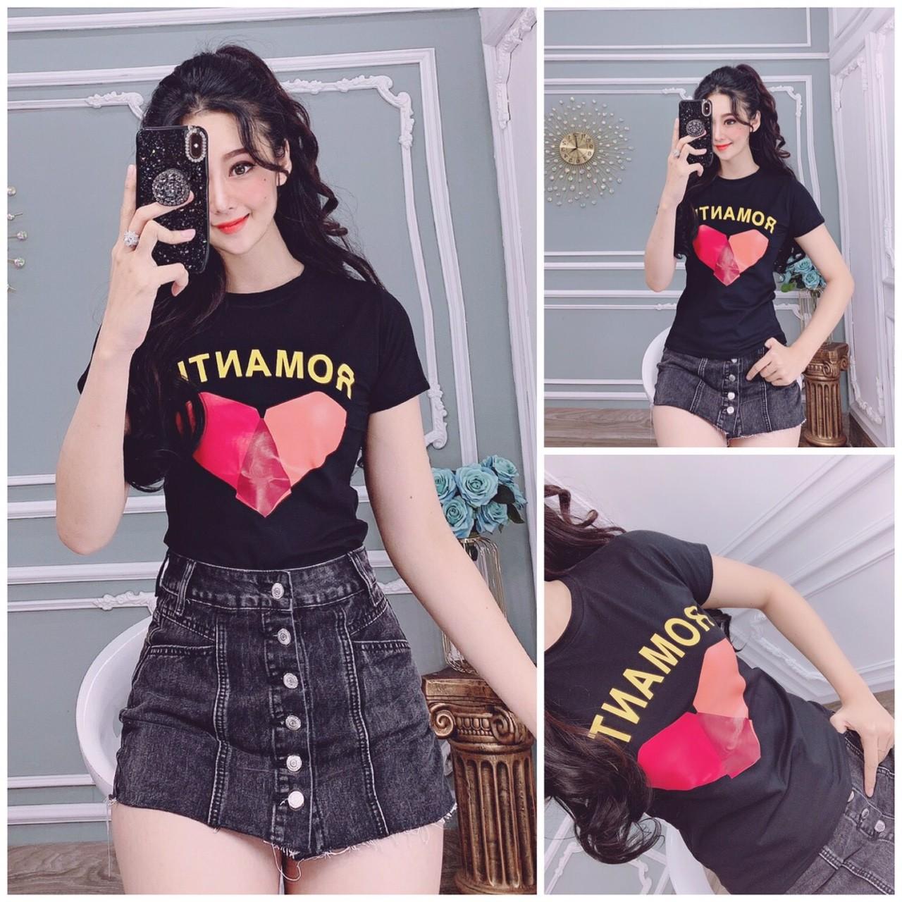 Áo thun nữ thái xịn form ôm in hình tim