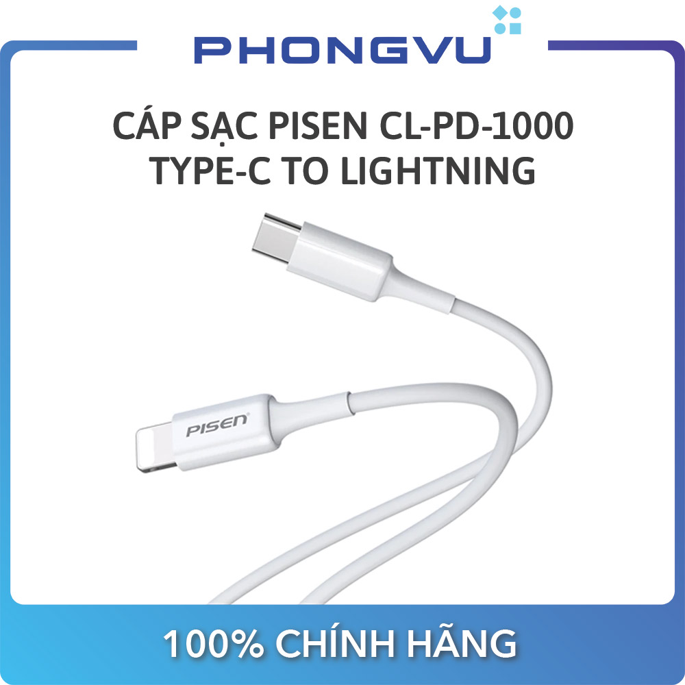 Cáp sạc pisen lightning quick & type-c 3a cl-pd-1000 - bảo hành 18 tháng