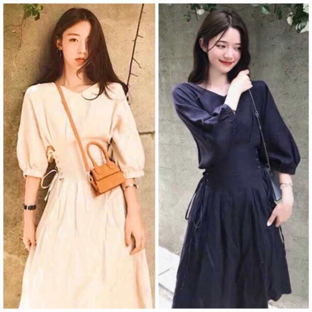 Đầm đan dây tay lỡ 2 màu