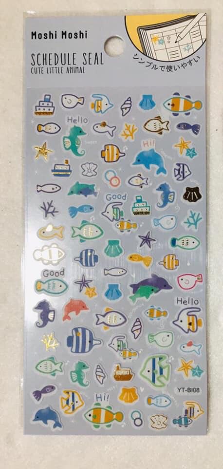 [HCM]Sticker trang trí sổ tay sổ nhật ký Moshi Moshi Thái Lan