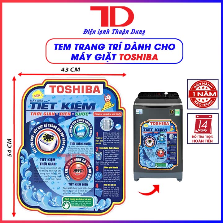 Tem dán máy giặt Toshiba, Tem máy giặt - Điện Lạnh Thuận Dung