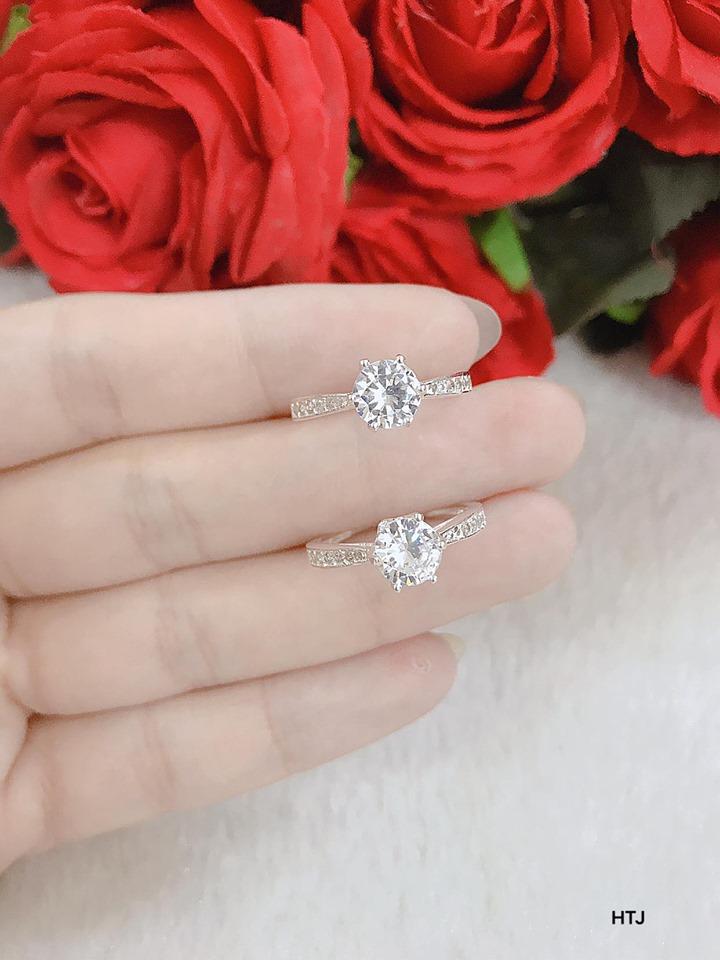 Nhẫn bạc ta đính đá mặt đá nhỏ MS45