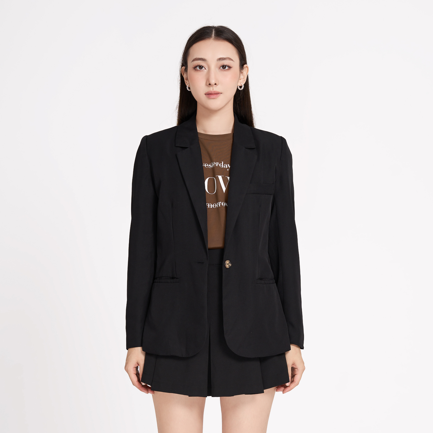 Áo blazer suông cotton Maybi