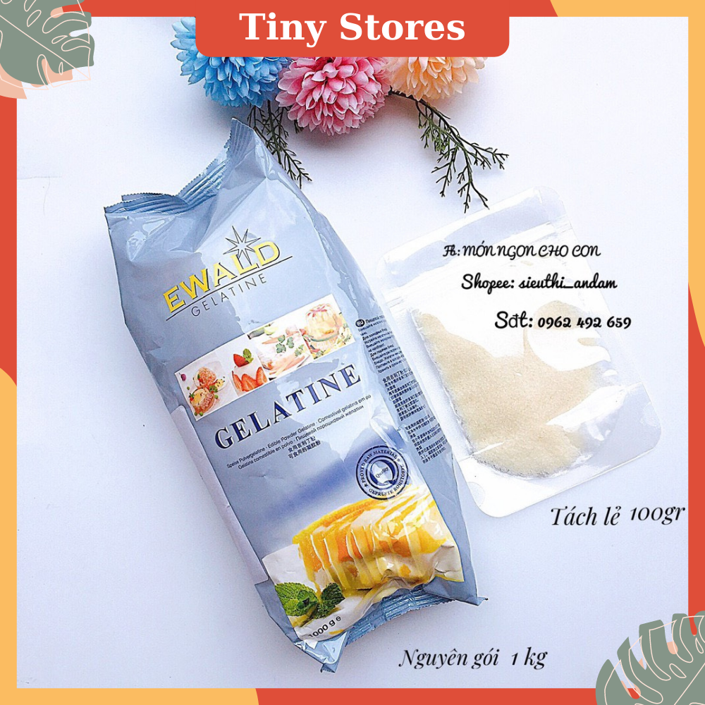 Gelatin bột làm kẹo dẻo - Gelatine Elwald đức làm thạch rau câu, pudding an toàn cho bé Tiny Stores