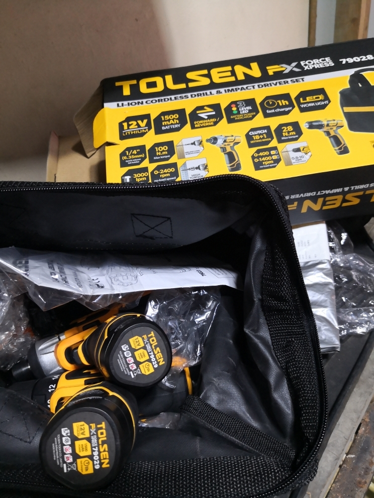 Bộ 2 máy vít và khoan 12V TOLSEN tốc độ cao