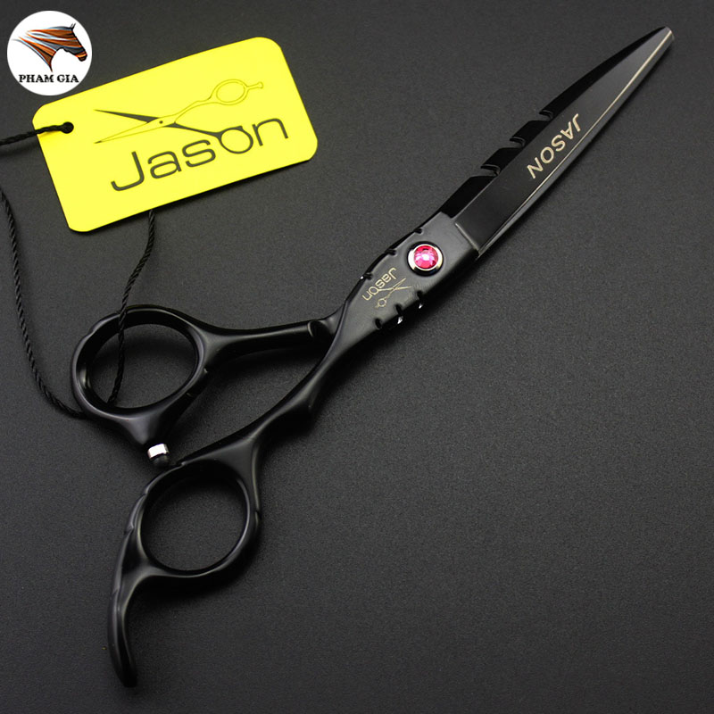 Kéo cắt tóc Nhật Bản cao cấp JASON màu đen JS01 [Mua một bộ kéo tặng kèm một bao da + lược]