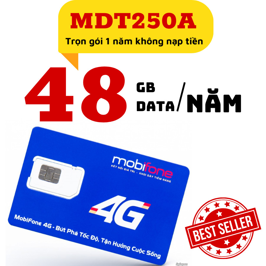 Sim 4G Mobifone Gói Cước MDT250A / MDT350 tẶNG 4gB 1 Tháng Dùng TRỌN GÓI 1 năm không phát sinh phí FREESHIP - CHƯA KÍCH HOẠT
