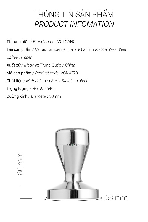 [HCM]Tamper nén cà phê máy espresso tay cầm Inox