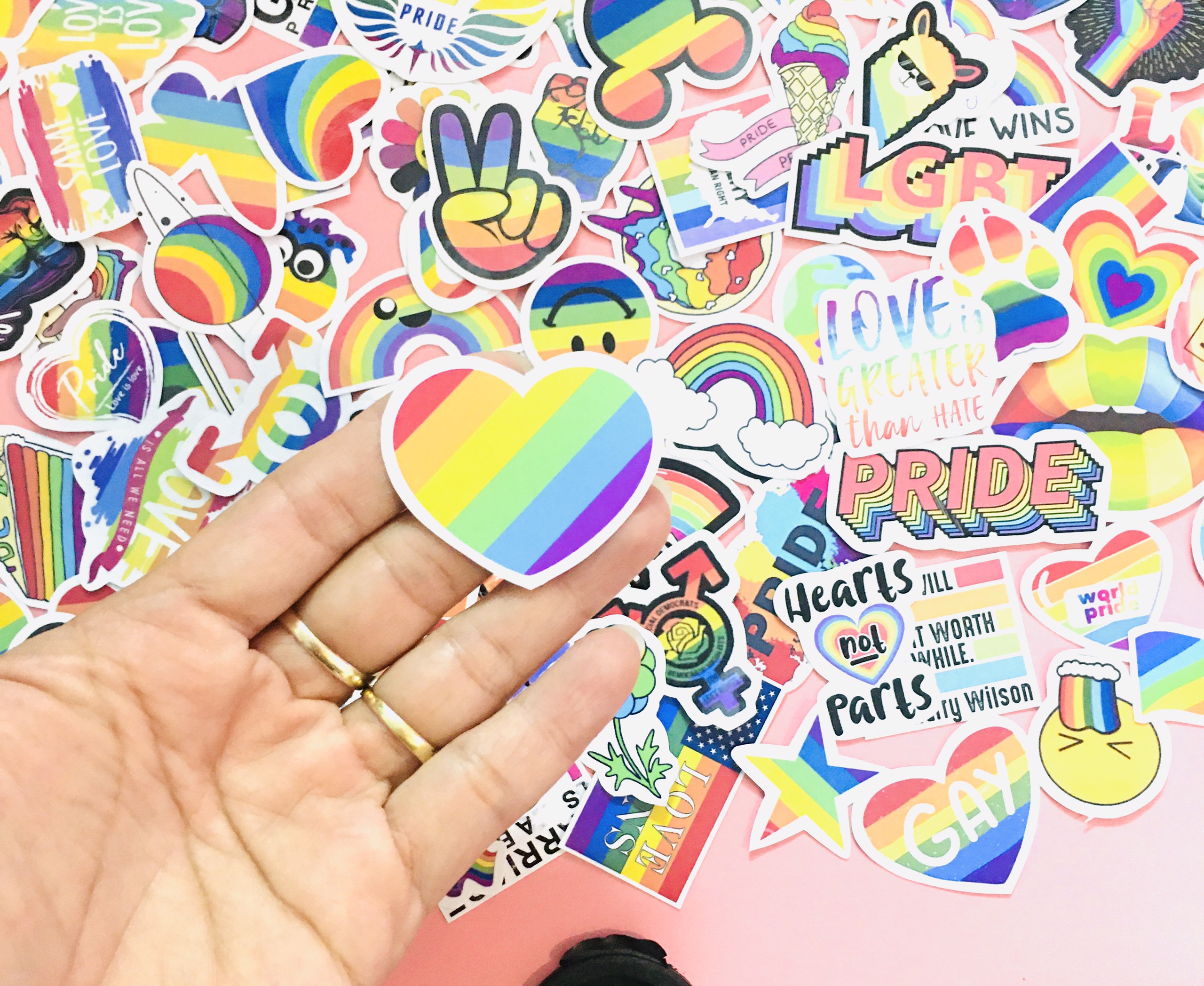 sticker LGBT cầu vồng Set 30 - 100 hình dán có ép lụa