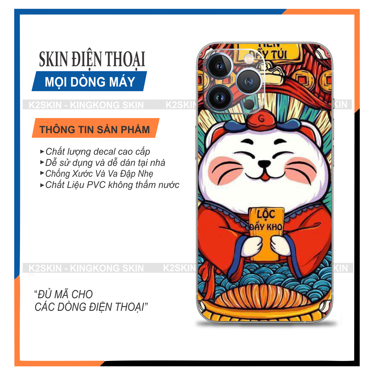 Miếng dán Skin in hình cho các máy Androi và Iphone 5/5s đến 14promax