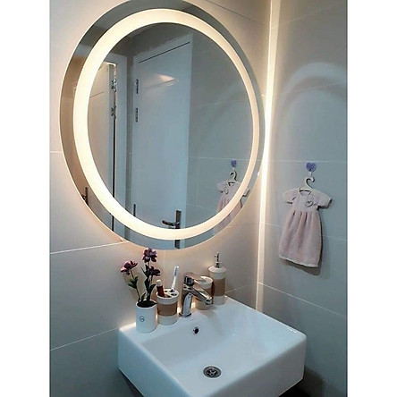 D70cm gương đèn led viền trong - gương tròn đèn led, phun cát viền trong - gương đèn led viền trong có cảm ứng - gương tròn phun cát đèn led cảm ứng