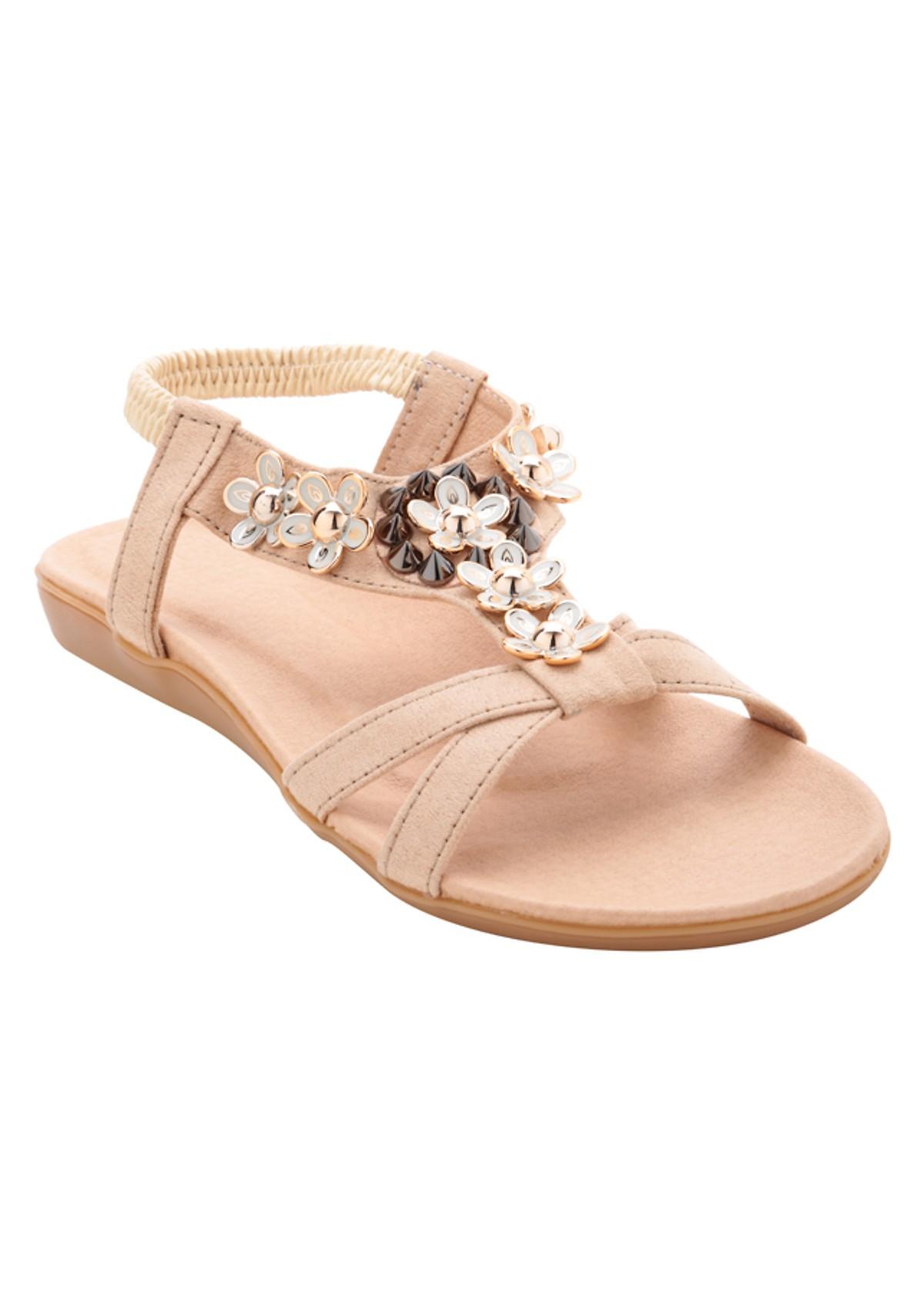 [HCM]Sandal đế bệt quai chéo đính hoa