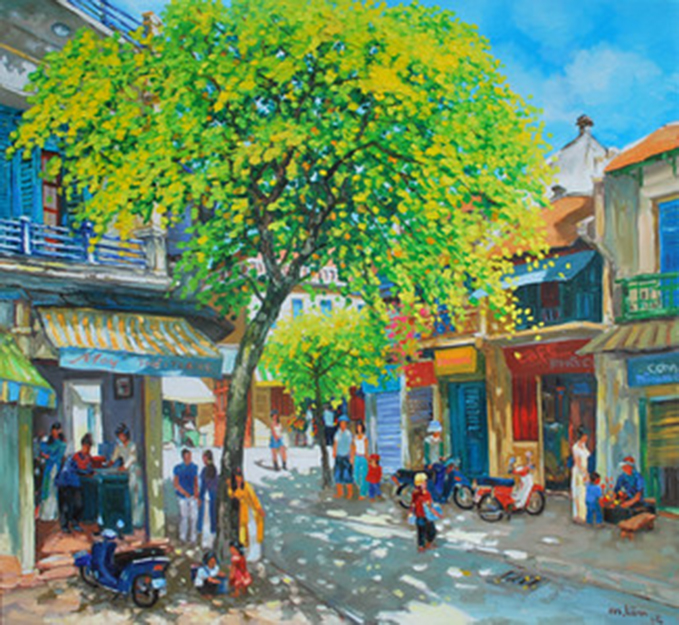 Tranh phố cổ Hội An kèm khung tranh 259