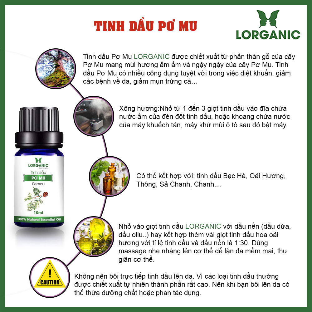 [HCM]Tinh dầu pơ mu Lorganic 10ml, 50ml