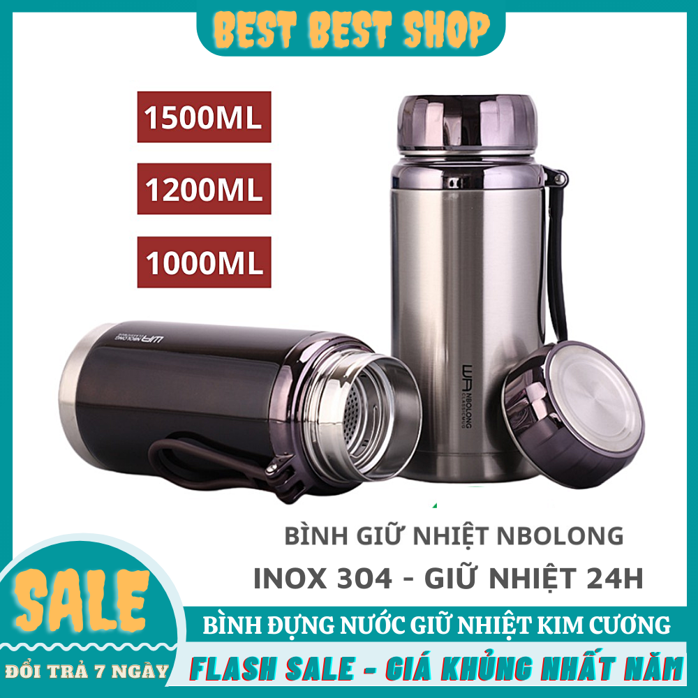 Bình Đựng Nước Giữ Nhiệt Kim Cương - Bình giữ nhiệt 1500ml, 1200ml, 600ml inox 304 cao cấp