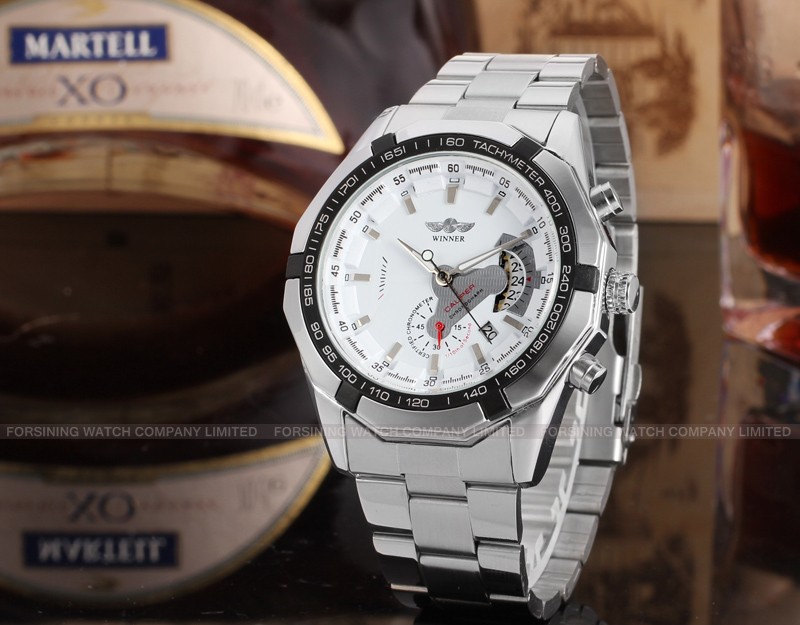 Đồng hồ cơ lộ máy có lịch ngày Winner W050