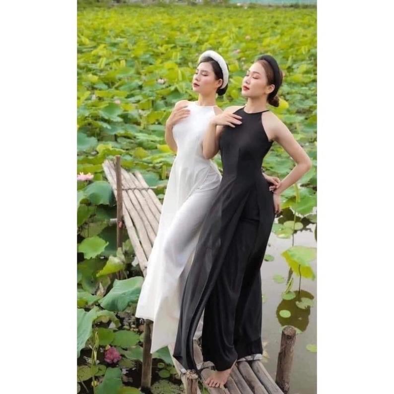 Bộ yếm dáng dài chụp sen kèm mấn