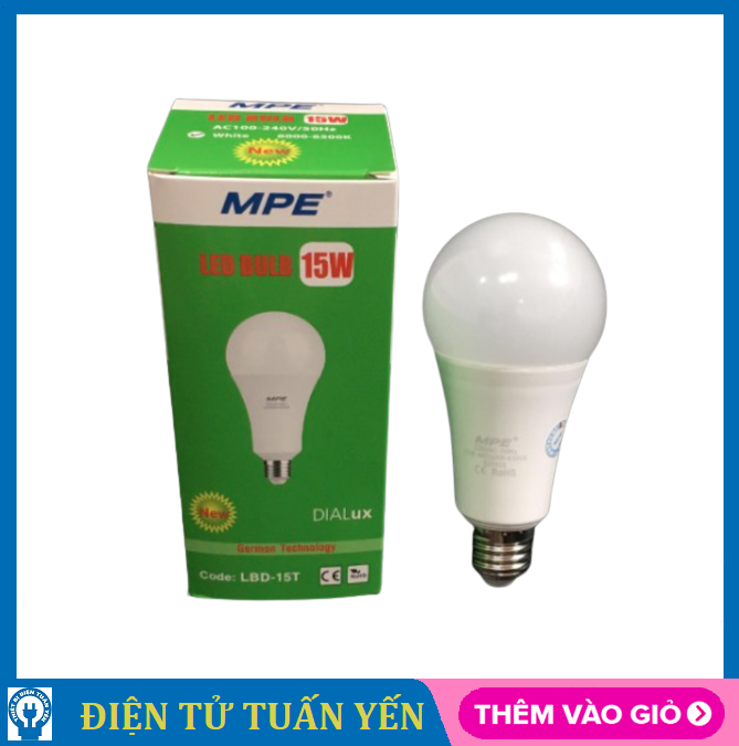 Bóng đèn bulb led mpe lbd-15t/v công suất 15w, ánh sáng trắng & vàng - hàng chính hãng