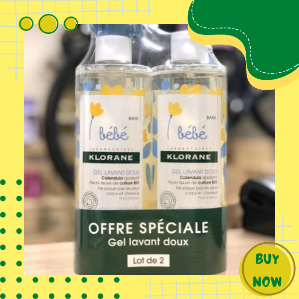 Combo 2 chai Sữa tắm Klorane Bebe 2in1 Pháp