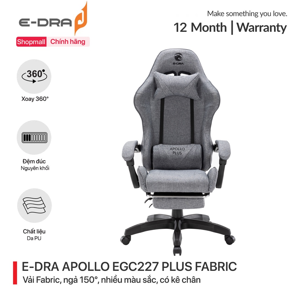 Ghế chơi game cao cấp E-Dra Apollo Plus Fabric EGC227 - Vải Fabric