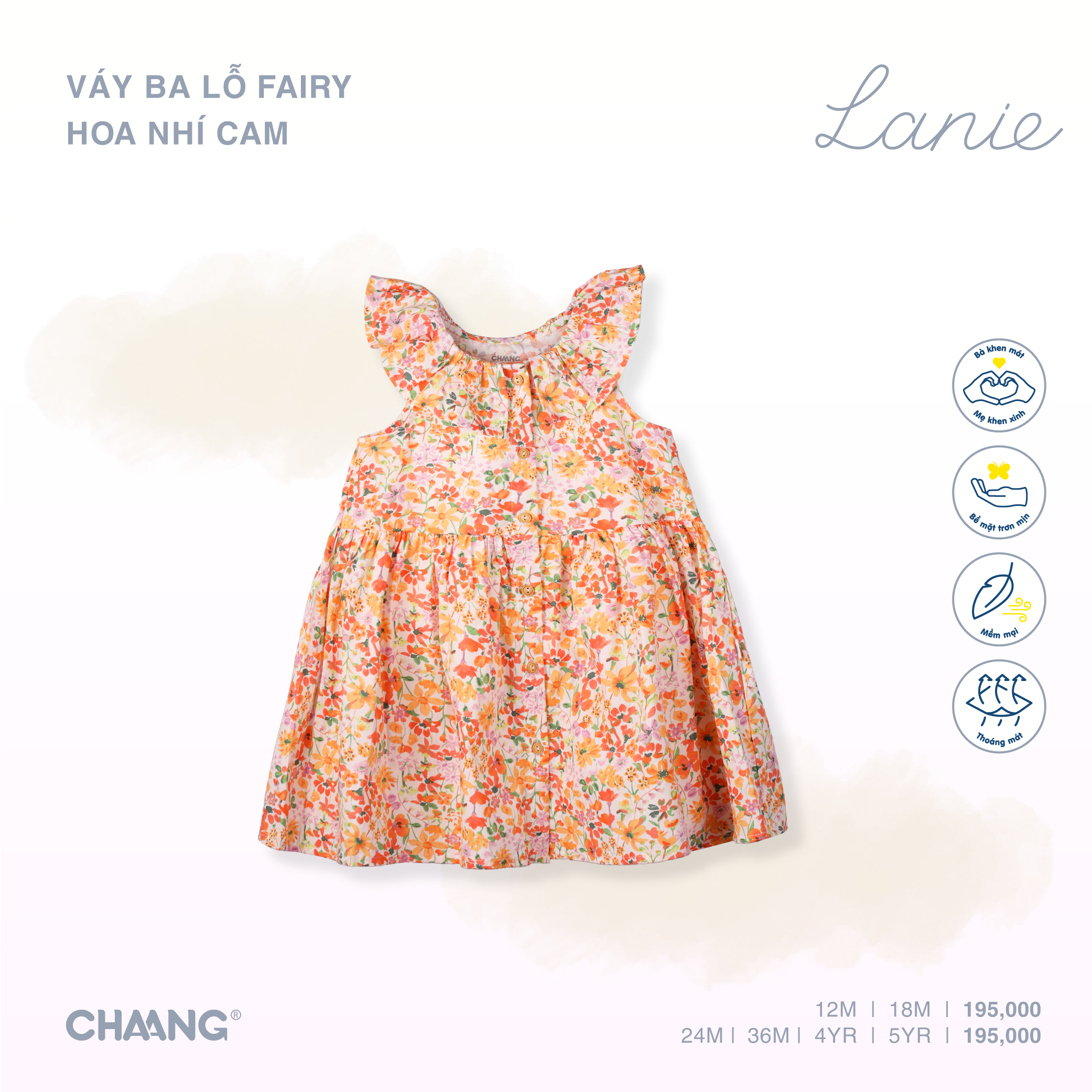 [CHAANG] Váy ba lỗ bé gái Fairy Chaang