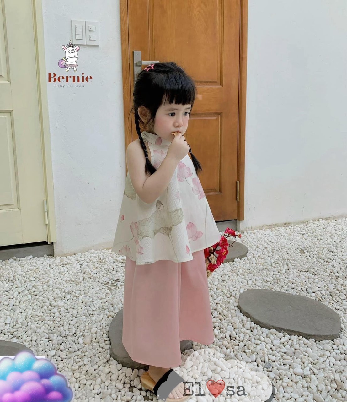 QUẦN ÁO BÉ GÁI-SET HOA SEN CỔ YẾM (8-18KG)ANNAKIDS