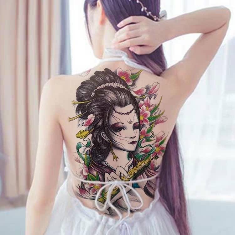 Xăm Dán Kín Lưng Mẫu Cô Gái Nhật (ảnh đầu tiên )