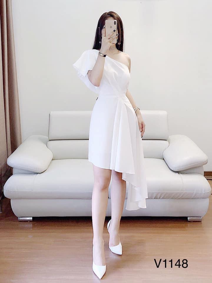 Đầm lệch vai tà chéo