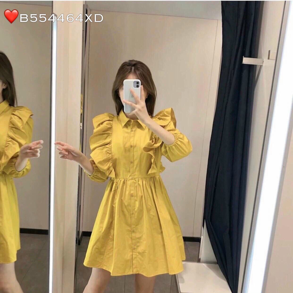 ĐẦM XÒE SƠ MI TAY DÀI PHỐI BÈO XINH XẮN DỄ THƯƠNG