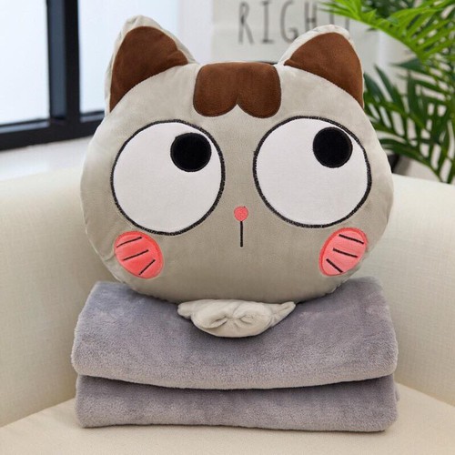 Bộ chăn gối ngủ xám mở mắt