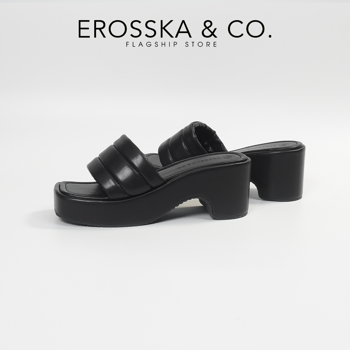 Erosska - Dép nữ thời trang quai ngang đế xuồng trẻ trung cao 7cm màu nude - SB023
