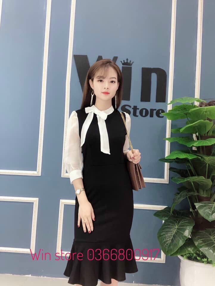 Đầm Nơ Ngực Dài Nữ Tay Lửng Dễ Thương MTB
