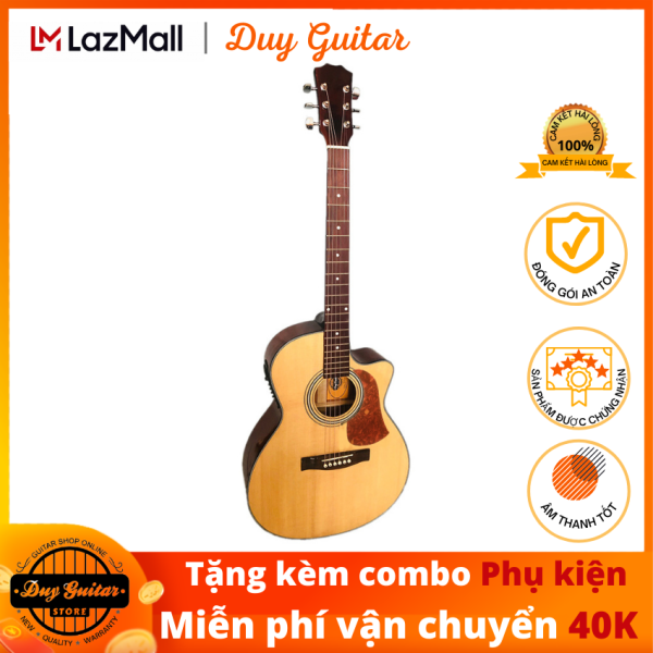 Đàn guitar acoustic DGAG-120JX gỗ Hồng Đào có EQ, dáng D cho âm thanh tốt, cần đàn thẳng có ty, action thấp êm tay, tặng combo phụ kiện Duy Guitar