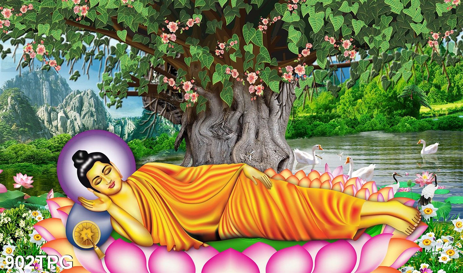Tranh dán tường 3d phật - tranh dán bàn thờ phật 902tpg