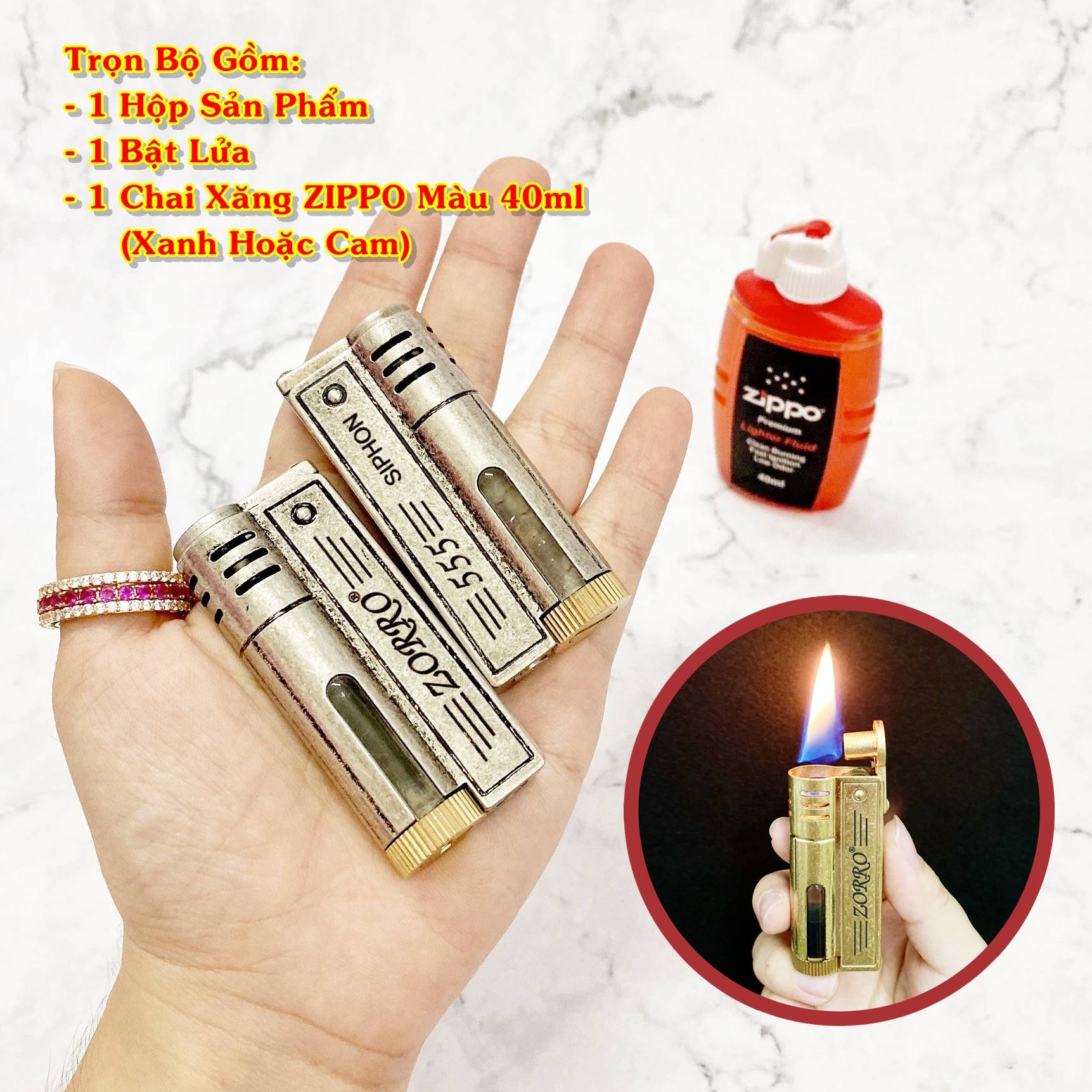 BẬT LỬA XĂNG LỘ THIÊN ZORRO SIPHON 555 (FULLBOX) - (XÀI XĂNG)